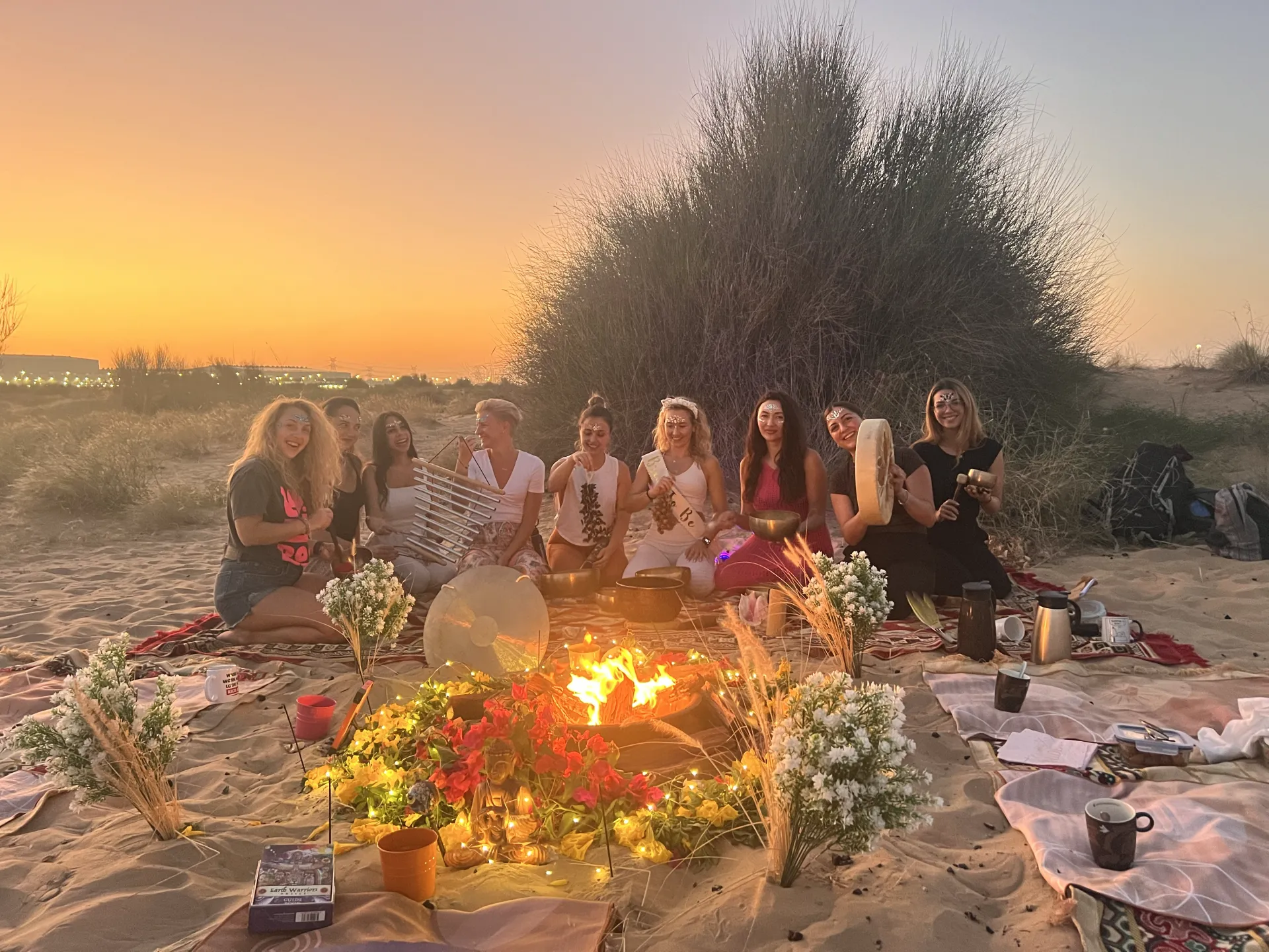 Szilvia Timar leading a cacao ceremony at the Theatre of Digital Art (TODA) Dubai